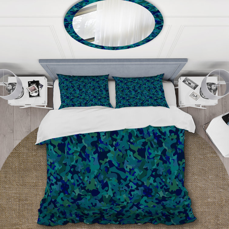 DesignArt Trendy Blue Camouflage Camouflage Duvet Cover Set | Wayfair