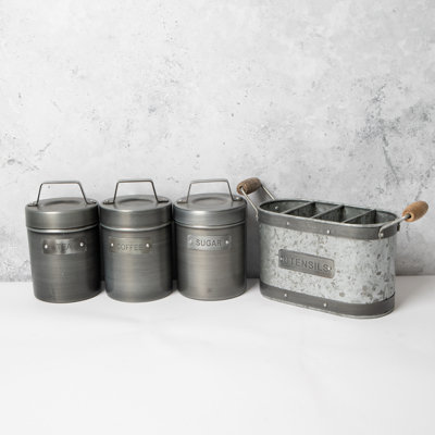 Industrial Kitchen 4 Piece Kitchen Canister Set