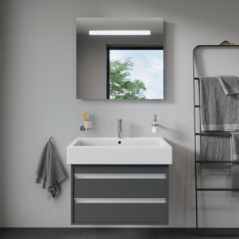 Lavabo de salle de bain vasque rectangulaire en céramique avec trop-plein Duravit Vero, Simple, Oui