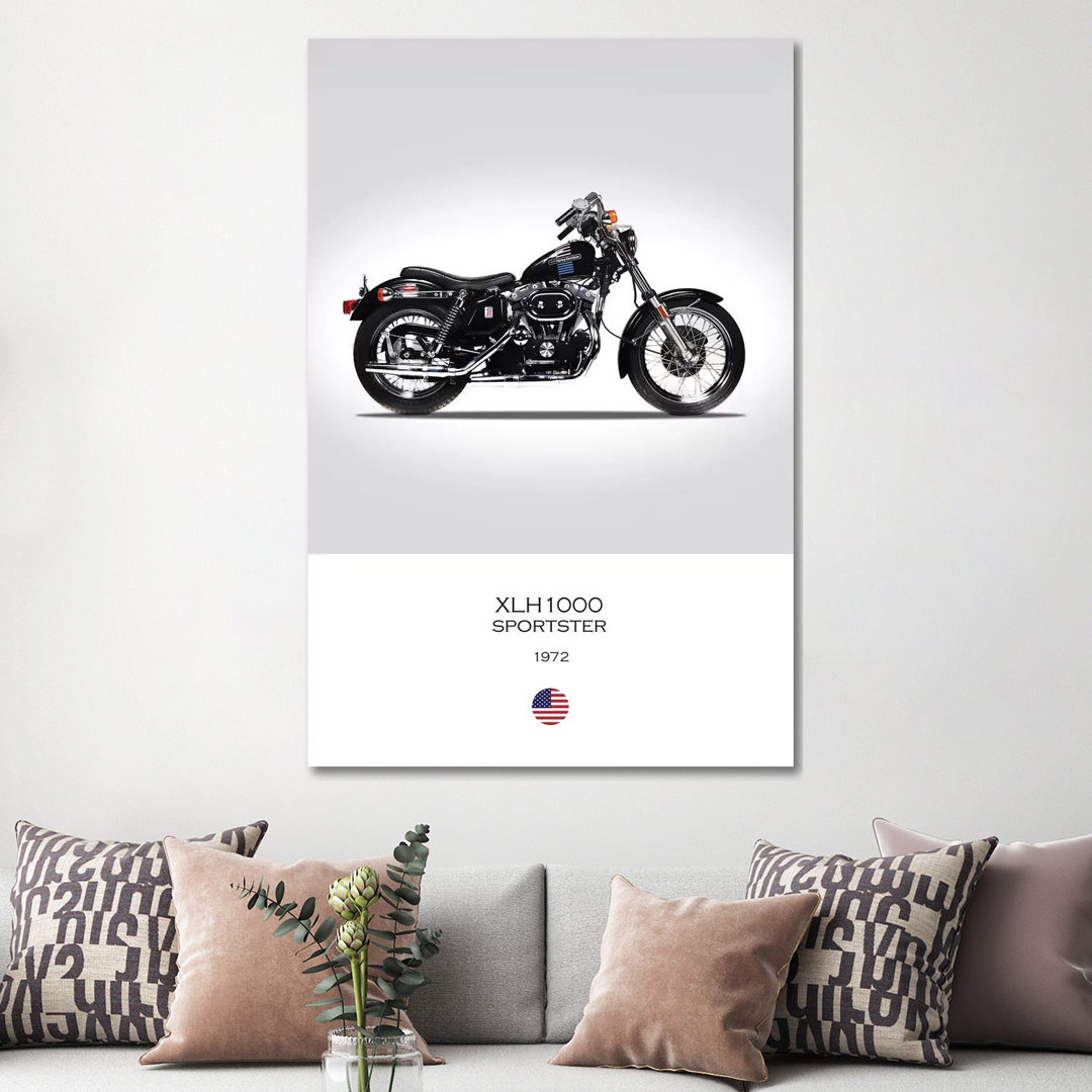 1972 Harley-Davidson XLH1000 Sportster Motorcycle by - Wrapped Canvas Graphic Art