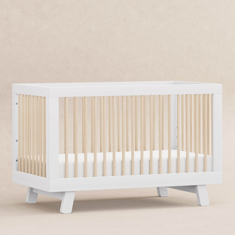 Hudson 3-in-1 Convertible Crib, White/Washed Natural