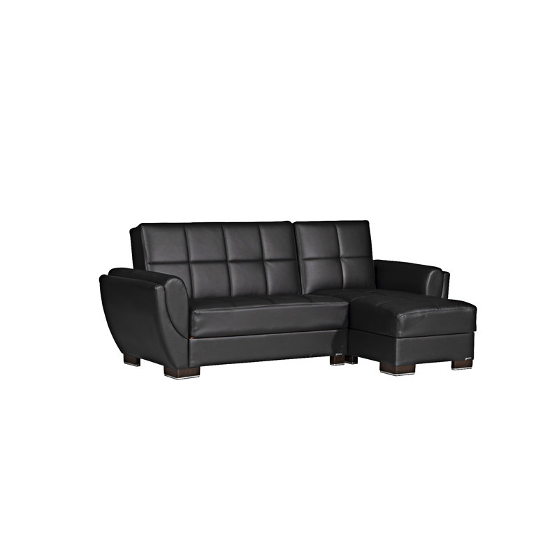 Chaise longue rembourrée convertible avec rangement, Noir