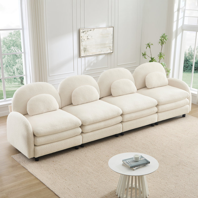 Canapé 4 places Teddy, 35.4" H x 129.1" W x 33.8" D, Beige White