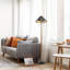 2-Light Rubber Wood Floor Lamp with Linen Shade