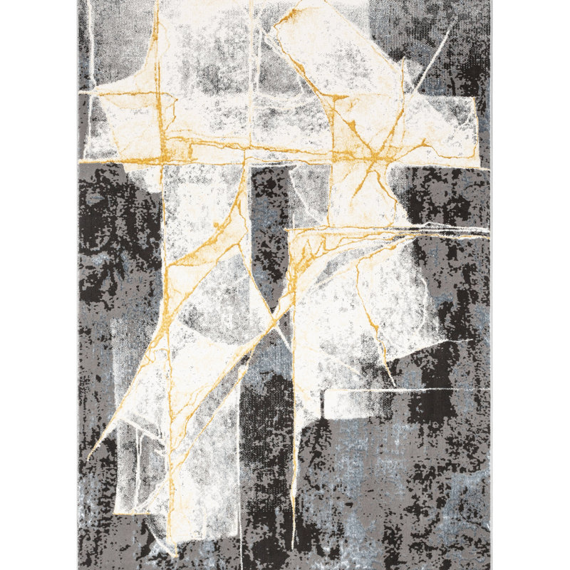 Cairo Allegra Abstract Grey Area Rug, Rectangle 160 x 220 cm