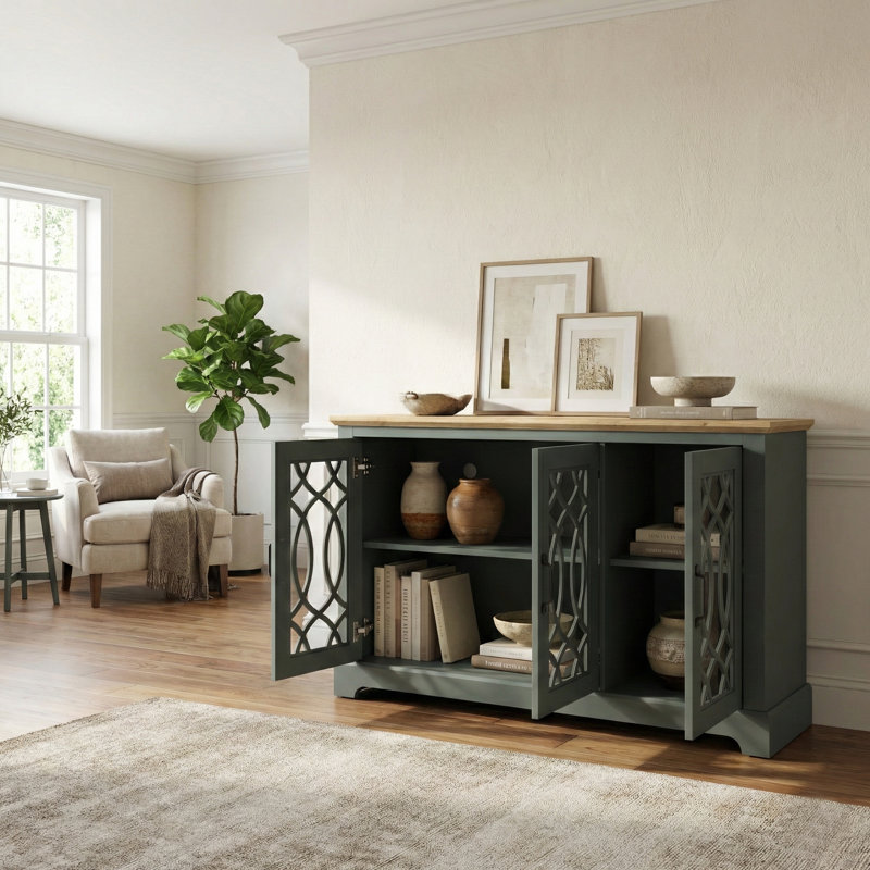 Allivia 45.7'' Wide Sideboard, Kale Green/Reviera Eichi