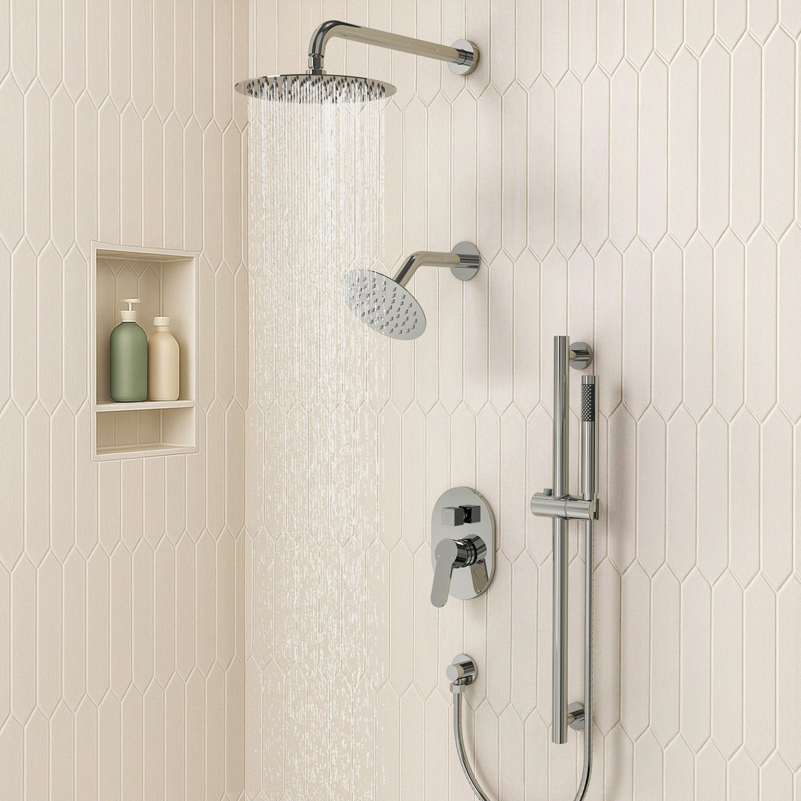 10" Dual Showerhead System with Handheld, Chrome