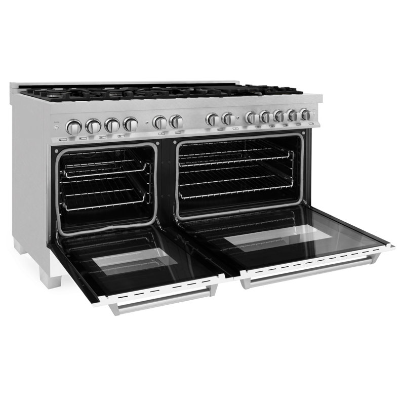 ZLINE 60" Legacy Dual Fuel Range, Satin Stainless Steel and White Matte