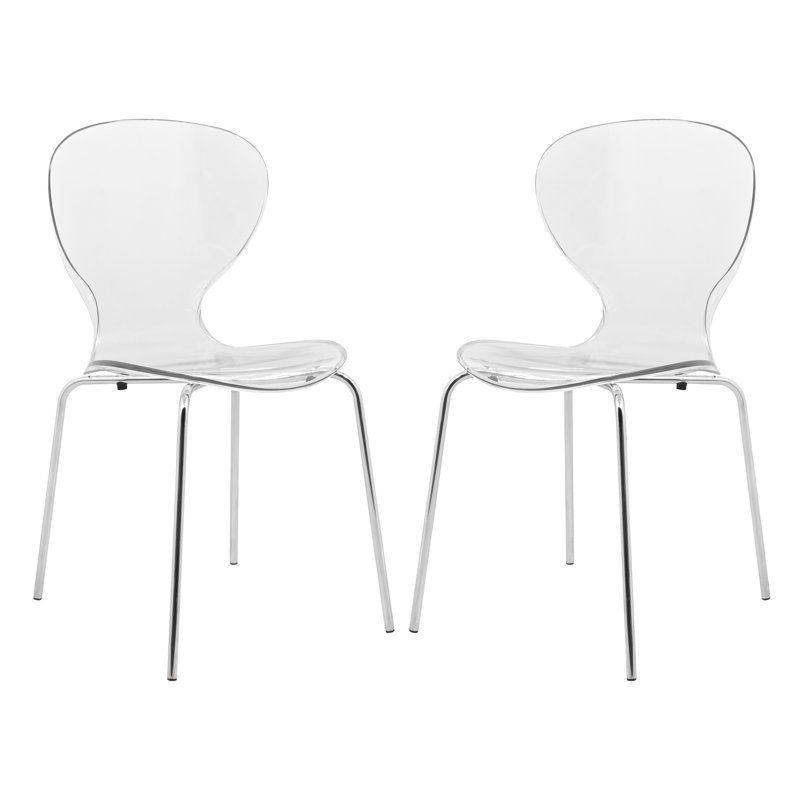 Edenfield Modern Stackable Dining Side Chair – Lightweight Accent Kitchen Chair with Chrome Legs for Kitchen and Dining Room