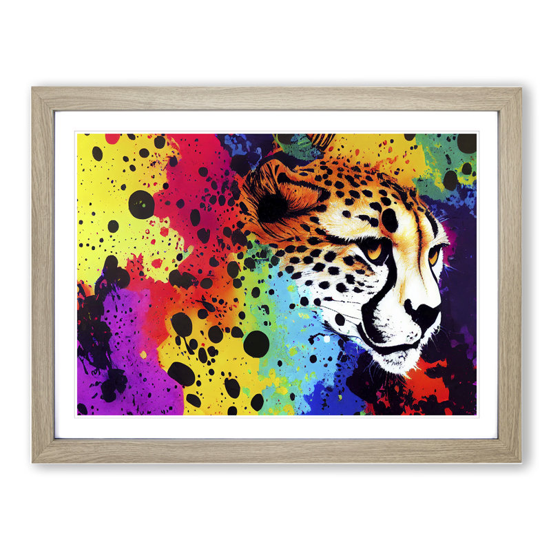Cheetah Splash Vol.2 Abstract - Single Picture Frame Print, 25cm H x 34cm W x 2cm D, Oak