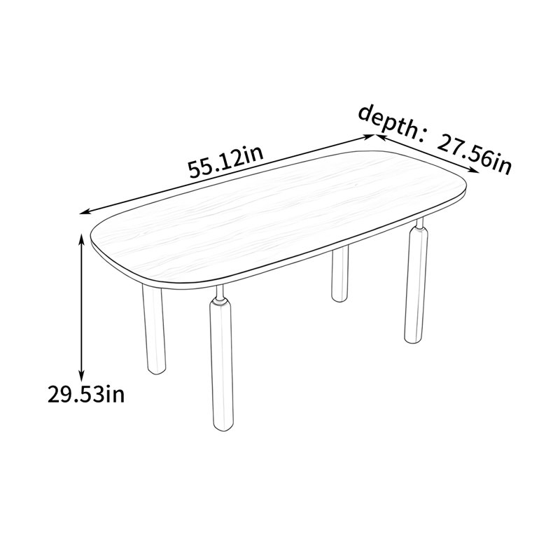 Table de salle à manger de style nordique minimalisme, H 29,53 po x L 55,12 po x l 27,56 po