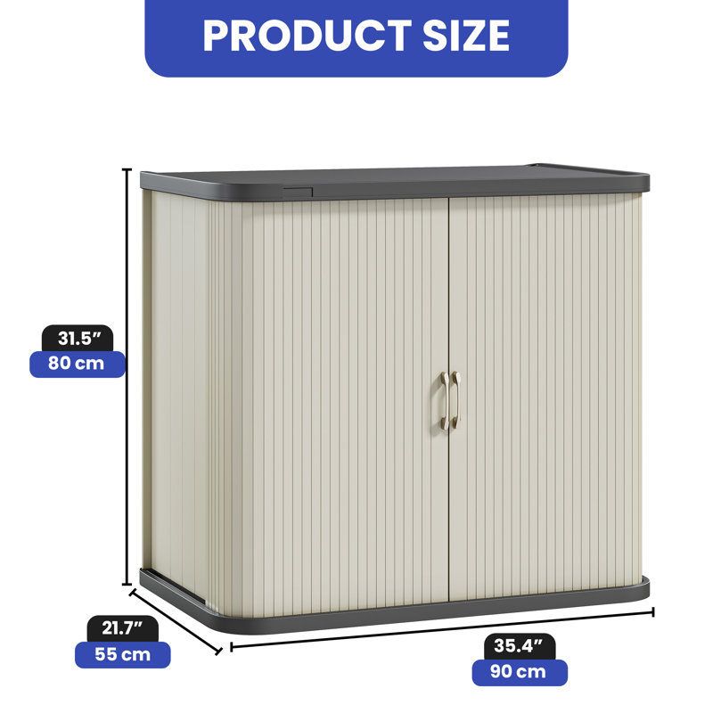 Edrosie Inc 35.4'' W Water Resistant Resin Lockable Deck Box in Light Gray, 31.5" H x 35.4" W x 21.7" D