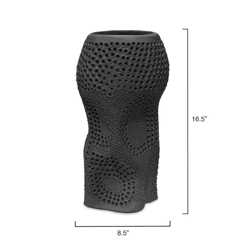 Black Perforated Porcelain Decorative Table Vase
