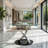 Tria Round Glass Top Metal Base Dining Table