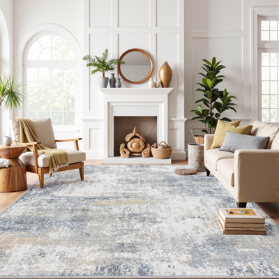 Elroy Modern Abstract Machine Washable Area Rug with Non-Slip Backing
