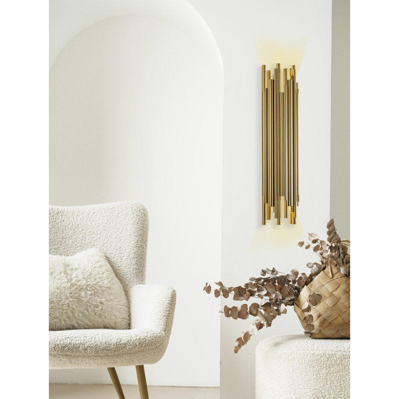 2-Light Modern Rod Wall Sconce, Gold