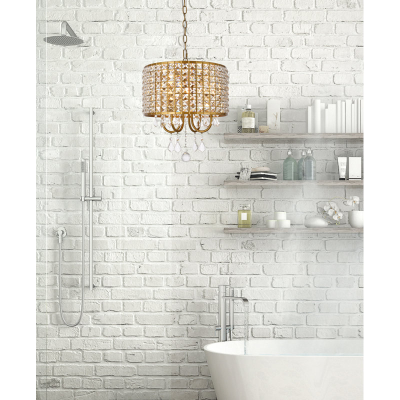 Armenio 4 - Light Pendant, Brass, Brass/Clear, 15" H x 14" W x 14" D