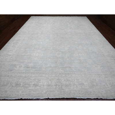 Tapis oriental gris surdimensionné 11 pi 10 po x 15 pi 3 po Peshawar avec teinture naturelle, 100% laine, noué à la main, surdimensionné, tapis oriental