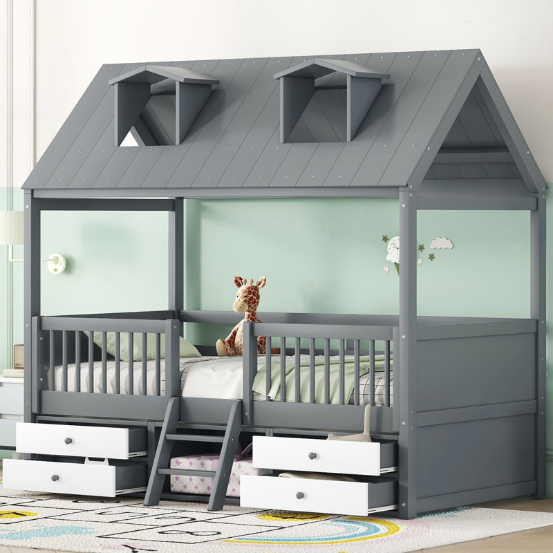 Lit de jour WO-LPxxx4-bar-65aak, Lit simple, Gris / blanc