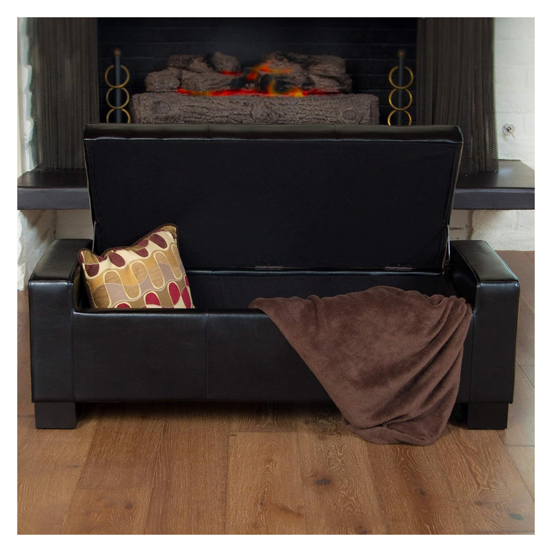 Banc de 51 po avec repose-pieds capitonné en similicuir noir