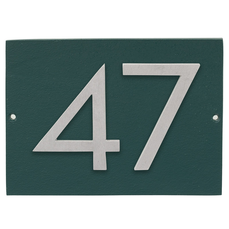 Plaque d’adresse murale sur 1 ligne flottante, Vert forêt, Blanc, Oui