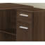 Bureau d'ordinateur d'angle en L avec rangement, idéal pour le bureau à domicile et les espaces de travail modernes, conception peu encombrante, finition noyer
