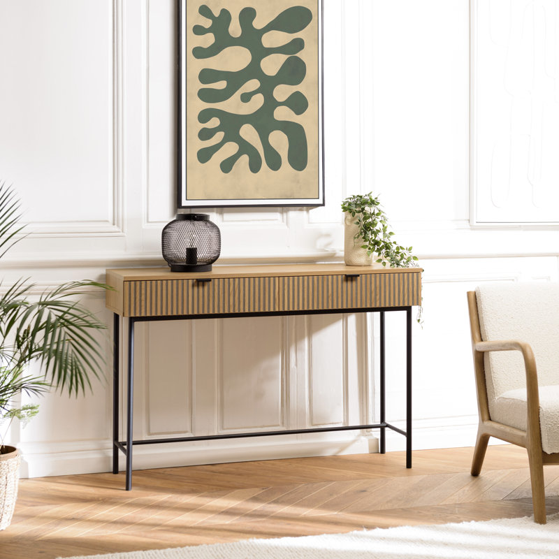 Console Table In Black/Natural Wood Effect Finish