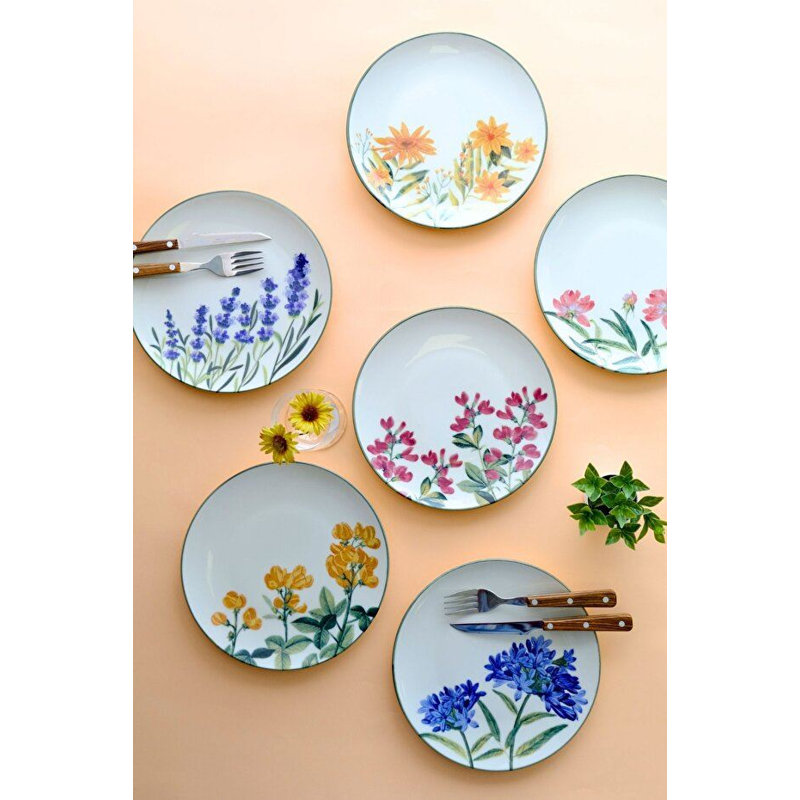 Elegant Dessert Plate Set (6 Pieces), 100% Porcelain, 7.9 inches | Dishwasher & Microwave Safe | Perfect for Serving Cakes, Pastries & Desserts | Stylish & Durable Design for Any Occasion