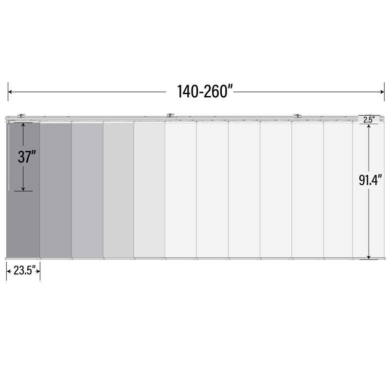 Macadamia 12-Panel Double Rail White Panel Track Extendable 140-260"W x 94"H, Panel width 23.5"