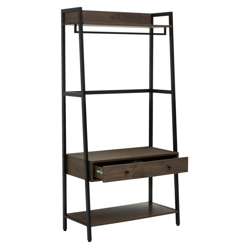 Haytham 84cm Clothing Rack, Dark Oak/Black, Black