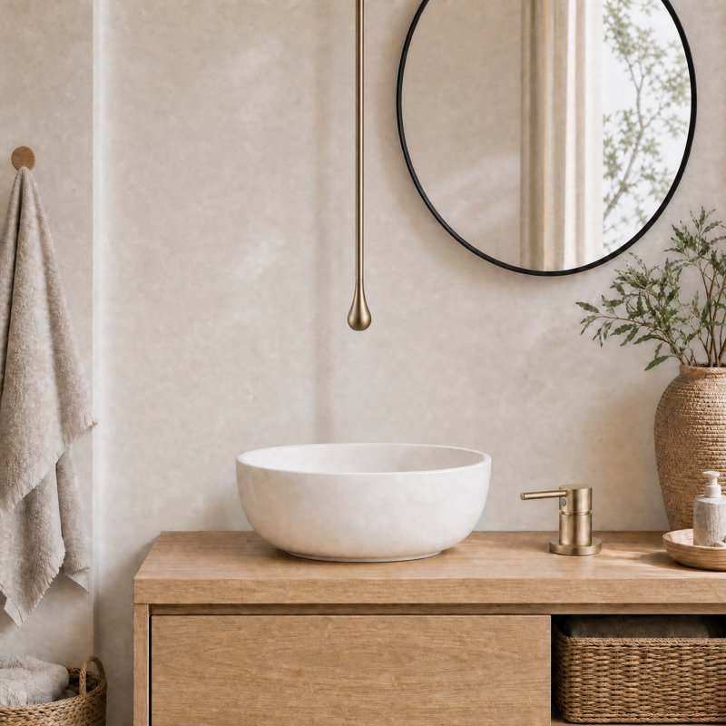 Robinet de lavabo de salle de bain monocommande de 63 pouces en forme de goutte d'eau, fixé au plafond, en laiton massif et or brossé