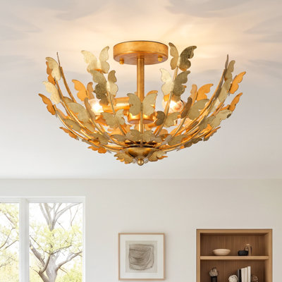 Plafonnier semi-encastré 18 lumières avec cage papillon 18 po