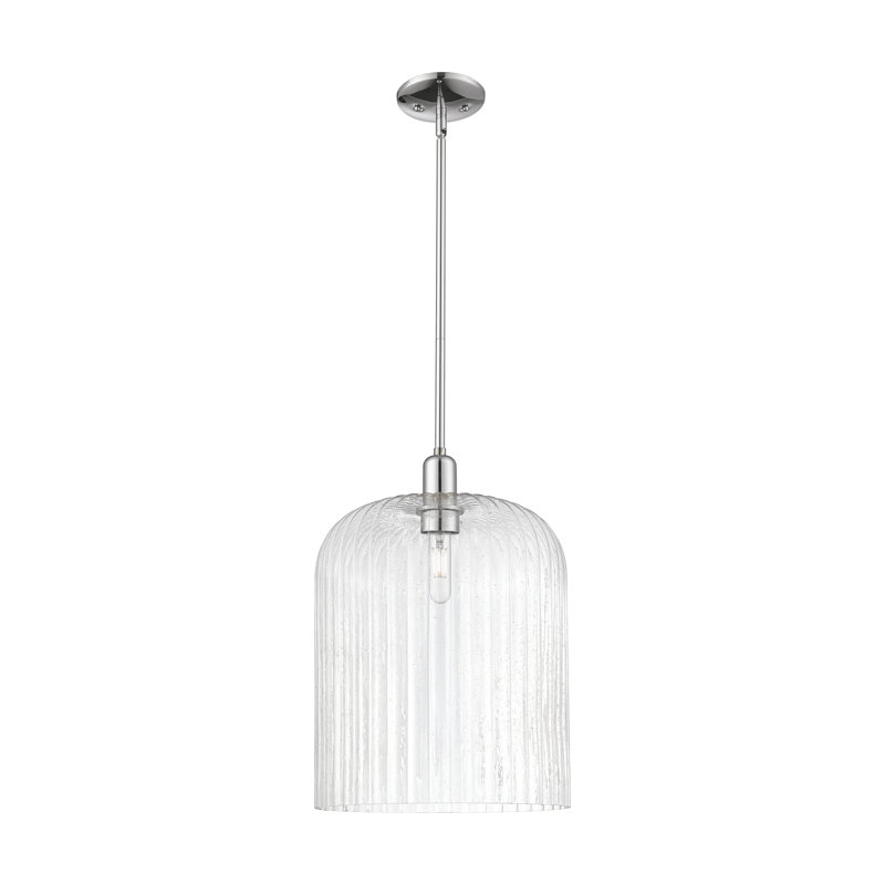 Downtown Urban - Voile de mariée - Mini-luminaire suspendu 1 tige, H 18 po x l 12 po x P 12 po, Grainé, Chrome poli