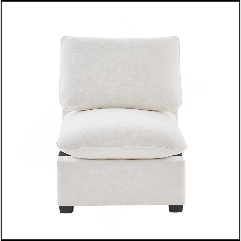 30*26" Single Seat Module for Modular Sectional Sofa,Deep Seat,Chenille,2 Colours, White