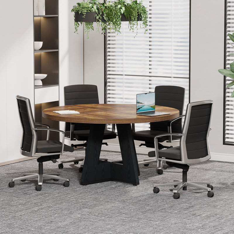 Table de conférence ronde, Rustic/Black