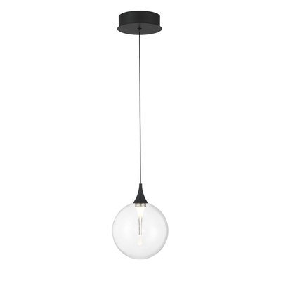 Iissa, Pendant, 6", Matte Black, Clear Glass