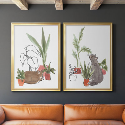 Purrfect Plants III - Ensemble de 2 reproductions de cadres photo sur toile