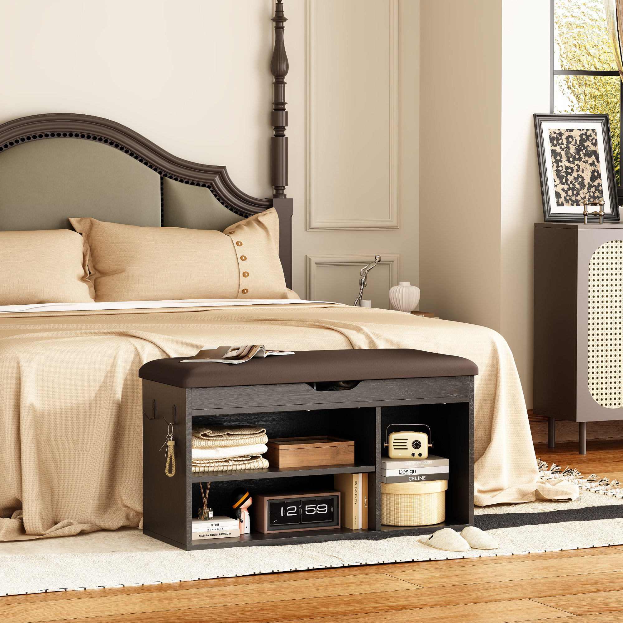 Lark Manor Banc à chaussures Lark Manor avec coussin, banc de