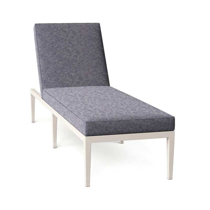 Elegante 78" Long Reclining Single Chaise with Cushions, Welt, Natural White, Elegante #97 Midnight