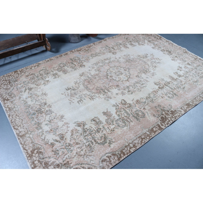 Grand tapis turc antique beige idéal pour les espaces de bureau, les salons et les salons