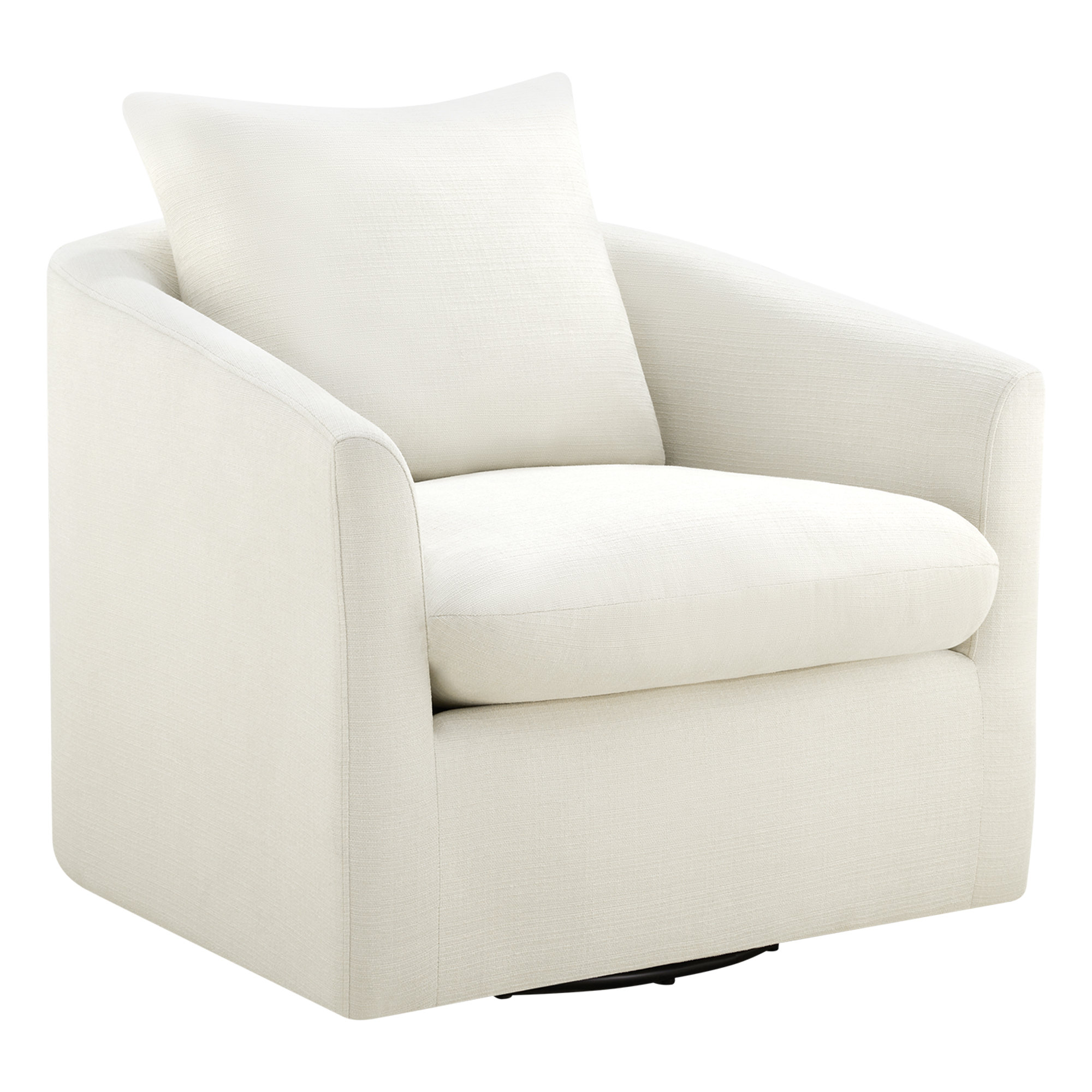 Menta Upholstered Swivel Accent Chair, Flannigan Cotton Tweed