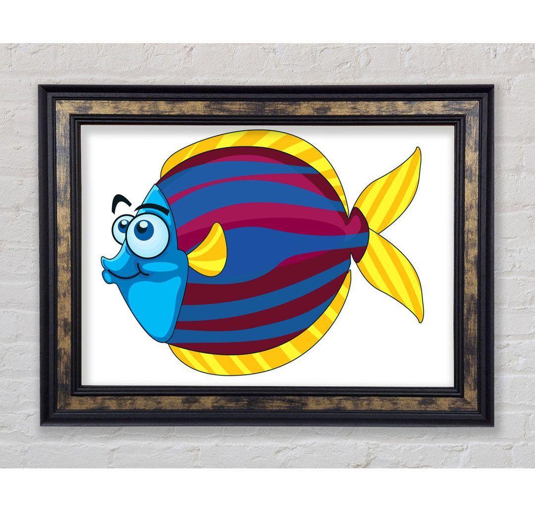 Big Happy Fish Baby Blue - Einzelner Bilderrahmen Kunstdrucke