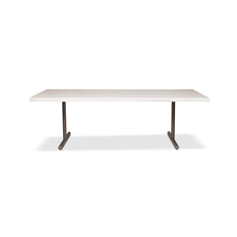 Table de salle à manger Colin, Étain, H 29,75 po x L 92 po x l 40 po, Blanc délavé