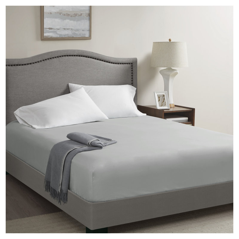 Drap-housse en microfibre Cal King CoolMax - gris, polyester anti-humidité avec poche profonde de 14 pouces, California King