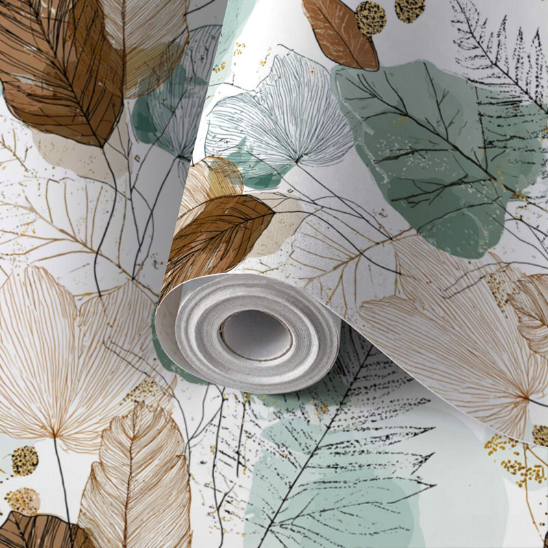 Papier de contact à peler et coller avec feuilles autocollantes terreuses nordiques botaniques et adhésives amovibles 24 po x 118 po (60 x 300 cm)