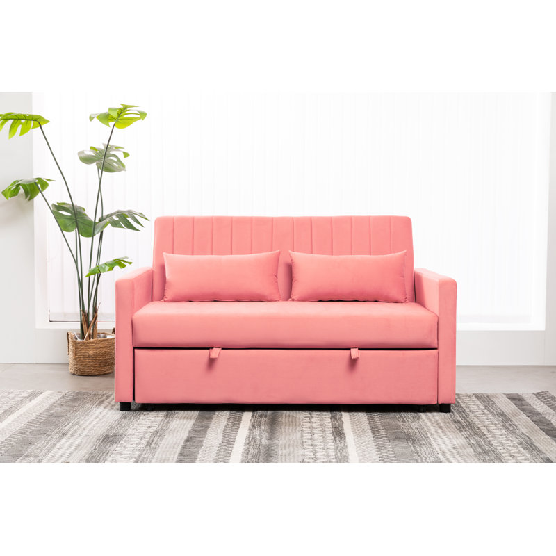 Kusilvak 58'' Velvet Sofa, Peach