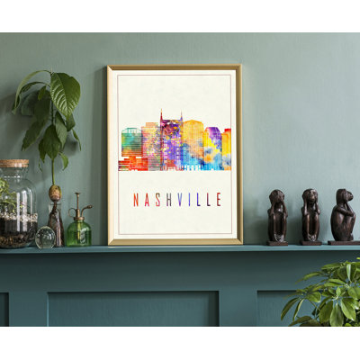 Nashville Modern Illustration, villes américaines, affiche non encadrée, art mural Tennessee State