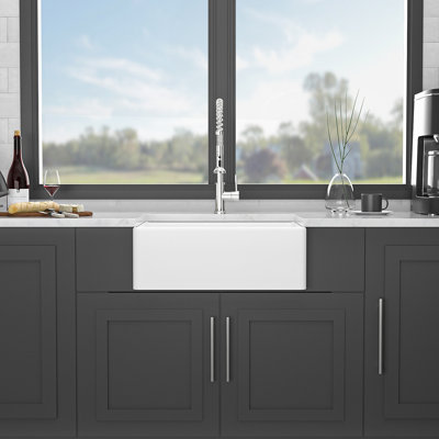 28 White Farmhouse Sink - 28 Inch Kitchen Sink Ceramic Single Bowl With Drain Assembly And Bottom Grid