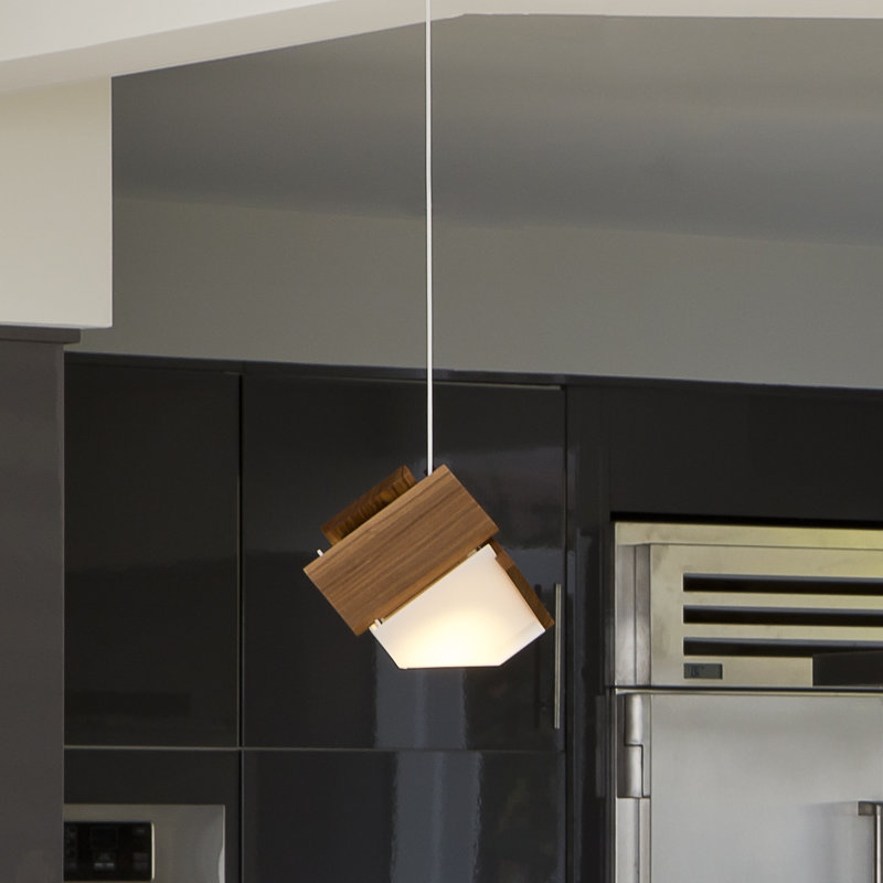 Mica 1 - Light LED Unique/Statement Pendant, Walnut, 2700K (Warm)