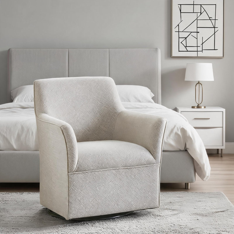 Fauteuil coulissant pivotant en bois massif à 360 degrés Soft Beige, White